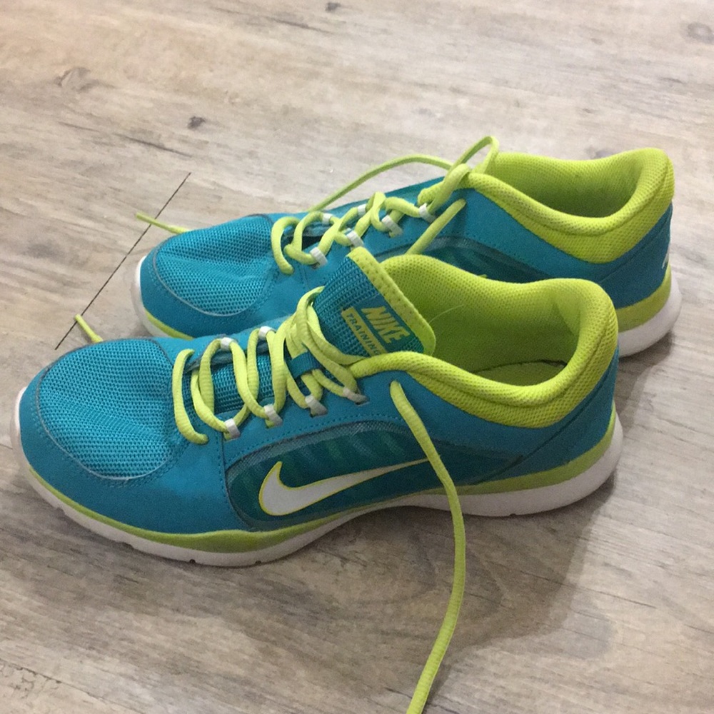 Blue and green Nike